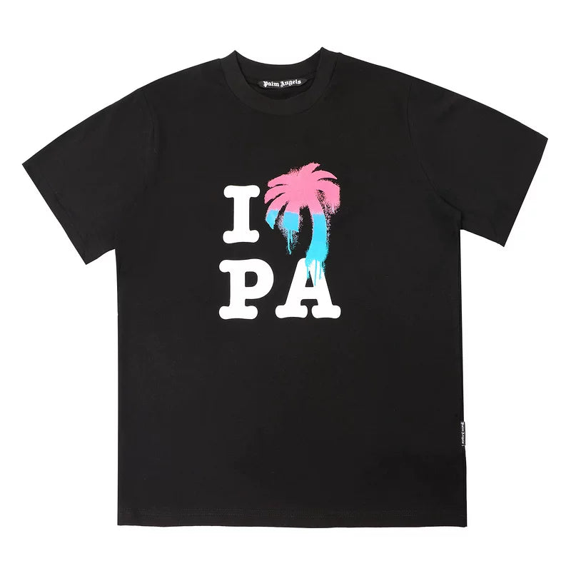 Palm Angels Spray Star Logo Print White T-Shirt (Red Star)
