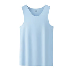 Born for comfort! Double sided ice silk! Foreign trade men's summer lightweight, breathable and cool sleeveless round neck vest trend