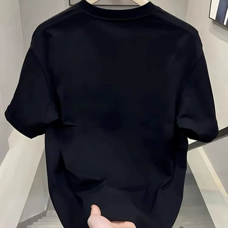 Unisex trendy T-shirt summer versatile short sleeved letter printed top youth style loose cut label T-shirt