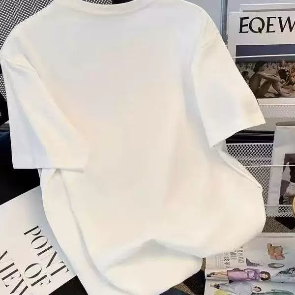 Brand foreign trade~Cutting labels, picking up leaks, counter inventory, heavy weight, pure cotton short sleeved T-shirt, men's and women's couple trendy brand ins, niche
