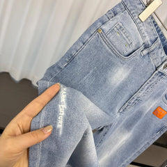 H remaining orders! Wash with water to make it old! Spring and summer men's foreign trade soft and comfortable, fashionable and casual denim jeans trend