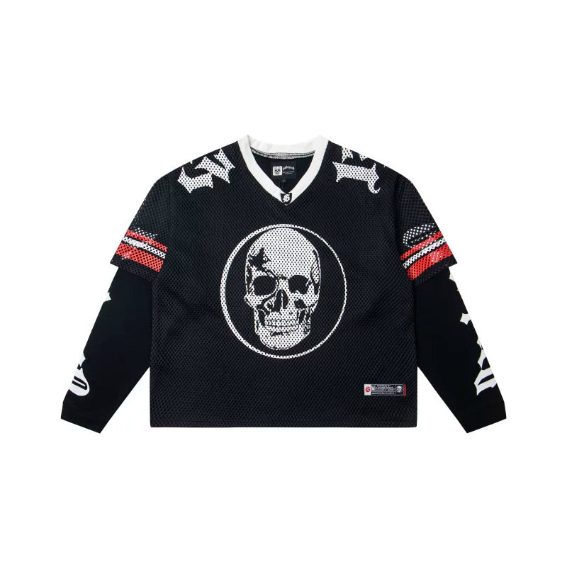 "Godspeed" Layered Mesh Skull Long Sleeve Jersey