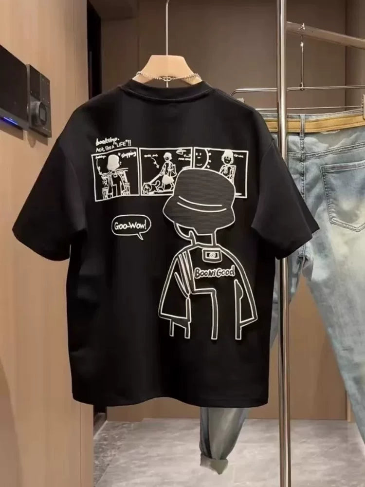 Brand foreign trade~Cutting labels, picking up leaks, counter surplus orders, printed short sleeved T-shirts for men and women, casual and versatile, trendy and three-dimensional sense