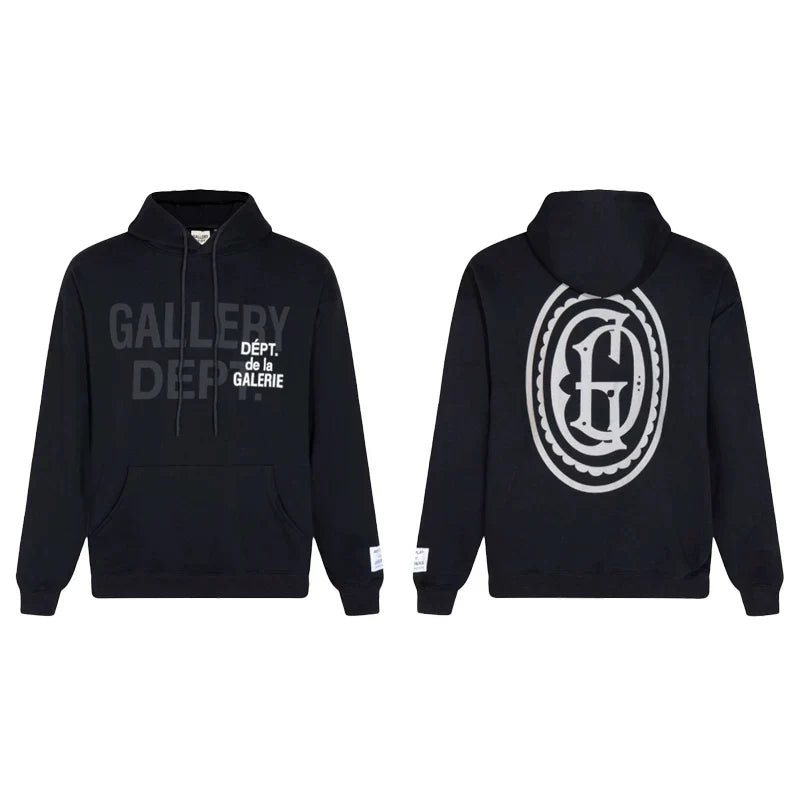 Gallery Dept. "GD Multi Logo" Hoodie – Black Oversized Streetwear