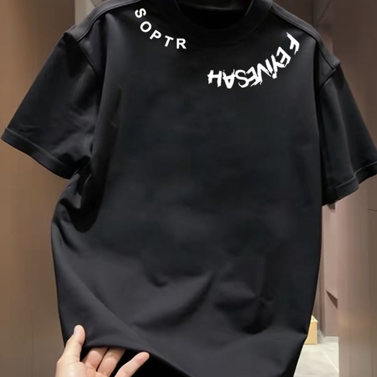 Large brand foreign trade counter tail goods leak detection~short sleeved t-shirt men's summer China-Chic brand heavy weight cotton round neck letter shirt