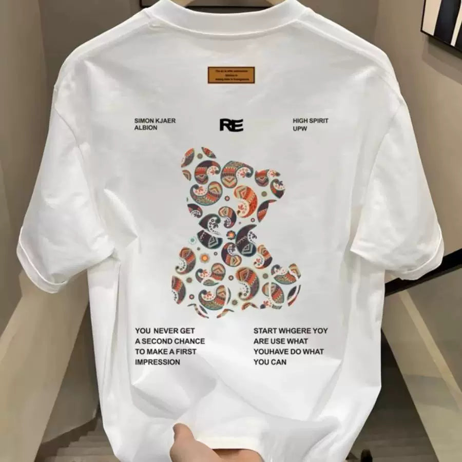 Foreign trade trimming tags, tail order, short sleeved T-shirt, trendy brand clothes, men's and women's loose cotton round neck half sleeved T-shirt ins
