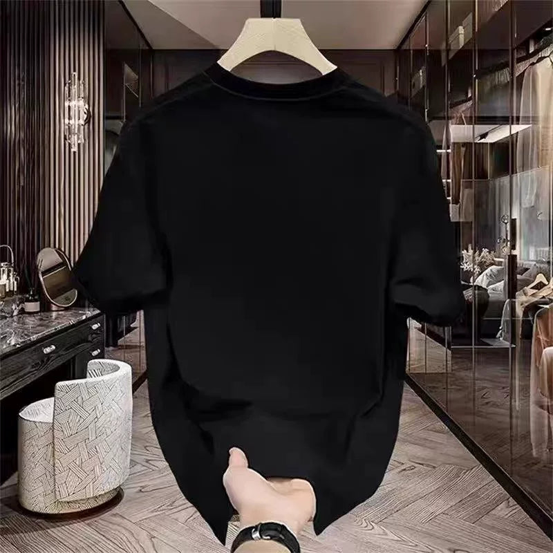 Foreign trade label cutting~Counter clearance, tail goods, leak detection, trendy brand, pure cotton short sleeved T-shirt for men and women, design sense, niche and loose
