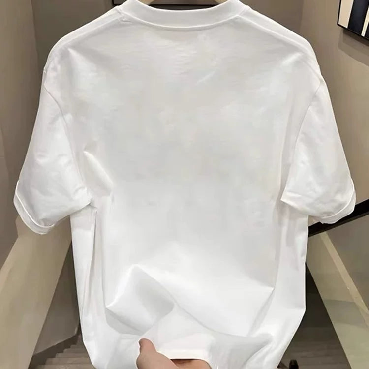 Unisex trendy T-shirt summer versatile short sleeved letter printed top youth style loose cut label T-shirt