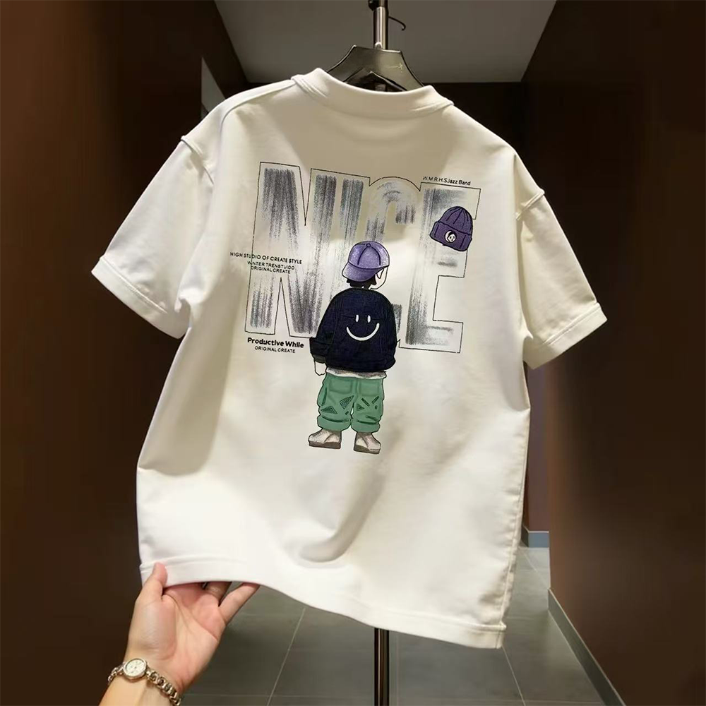 High quality luxury Korean style heavyweight pure cotton short sleeved T-shirt, loose and versatile, with a focus on picking up leftover goods from top foreign trade counters