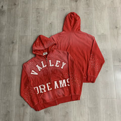 Vale Forever "Valley Dreams Arch" Vintage Zip-Up Hoodie (Red)