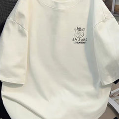 Foreign trade tail goods~Export withdrawn summer heavyweight pure cotton short sleeved men and women's couple style Japanese cartoon loose and versatile