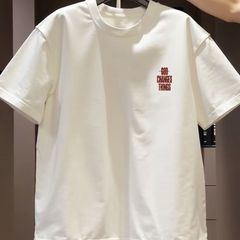 Top brand foreign trade counters are picking up leftover goods~High quality light luxury pure cotton short sleeved T-shirt with trendy loose letters and large size for summer