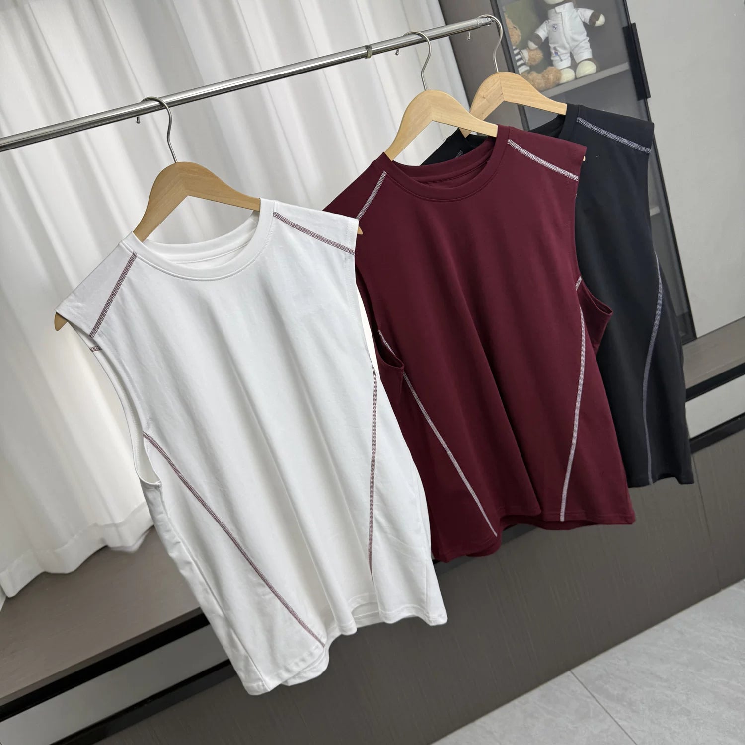 Couple style! Mingxian splicing! Foreign trade men's summer sun protection quick drying loose sports sleeveless T-shirt vest