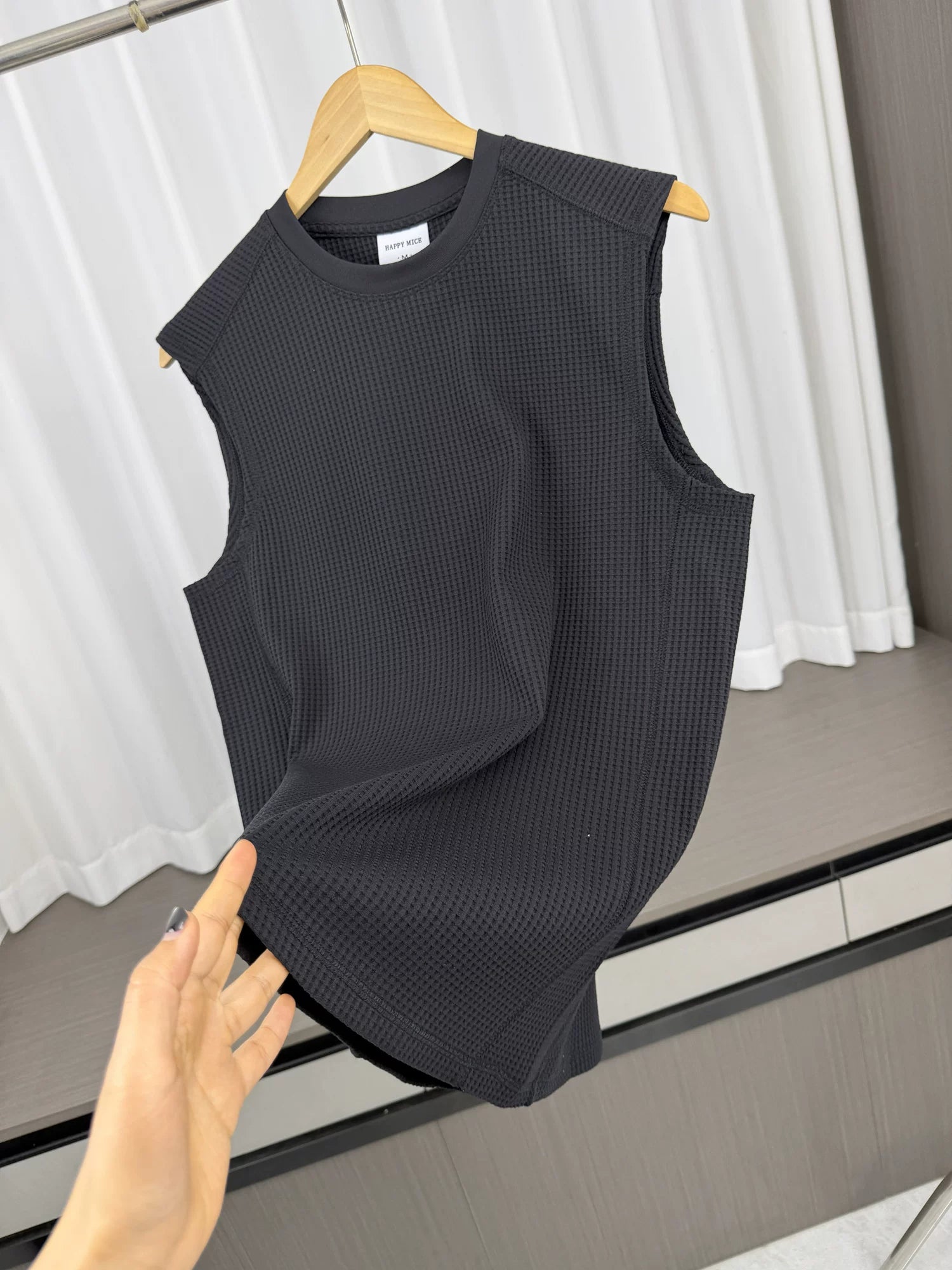 Weaving waffles! Breathable fabric! Summer men's foreign trade American casual sports sleeveless camisole