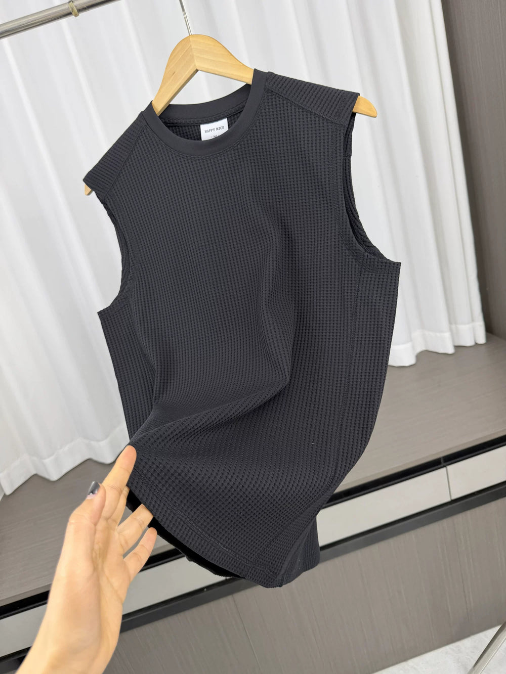 Weaving waffles! Breathable fabric! Summer men's foreign trade American casual sports sleeveless camisole