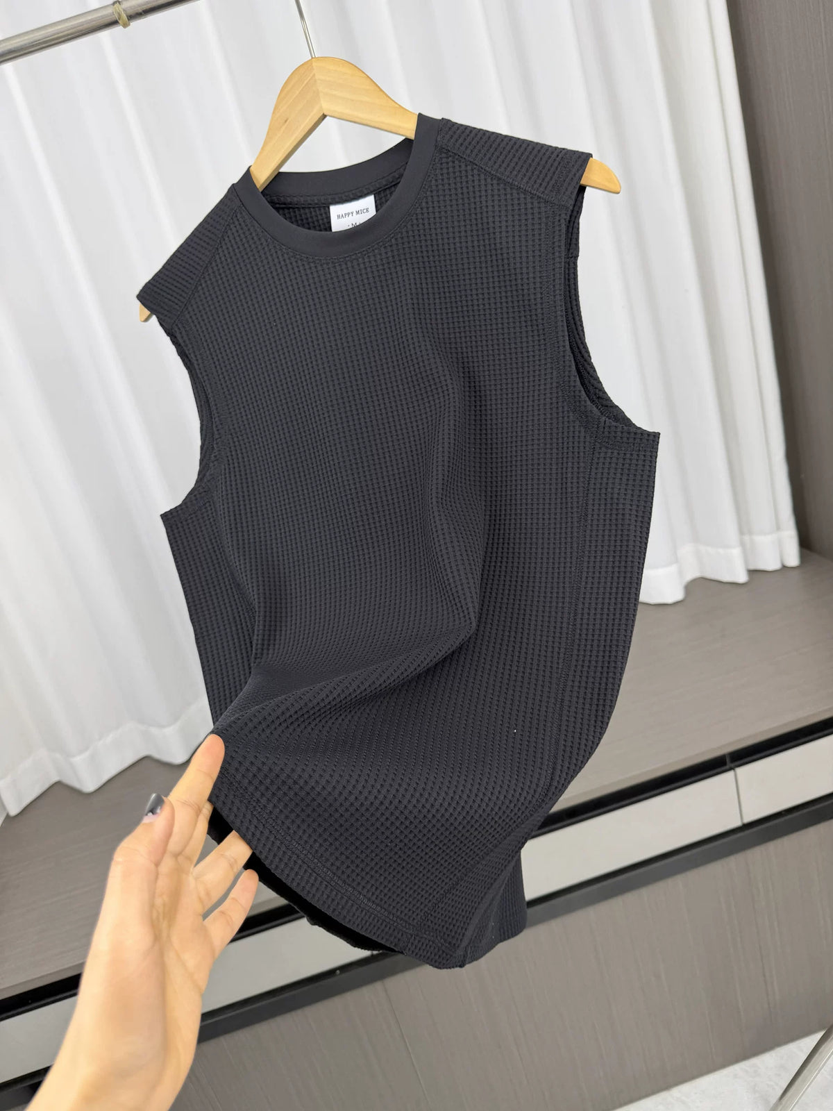 Weaving waffles! Breathable fabric! Summer men's foreign trade American casual sports sleeveless camisole