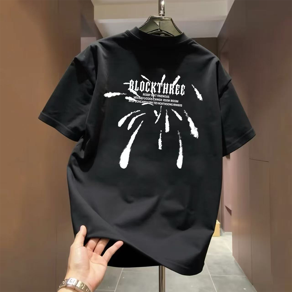 Summer New Short Sleeve T-shirt Heavy Cotton Trendy Casual Fashion Versatile Round Neck Half Sleeve for Men and Women Couple Same Style