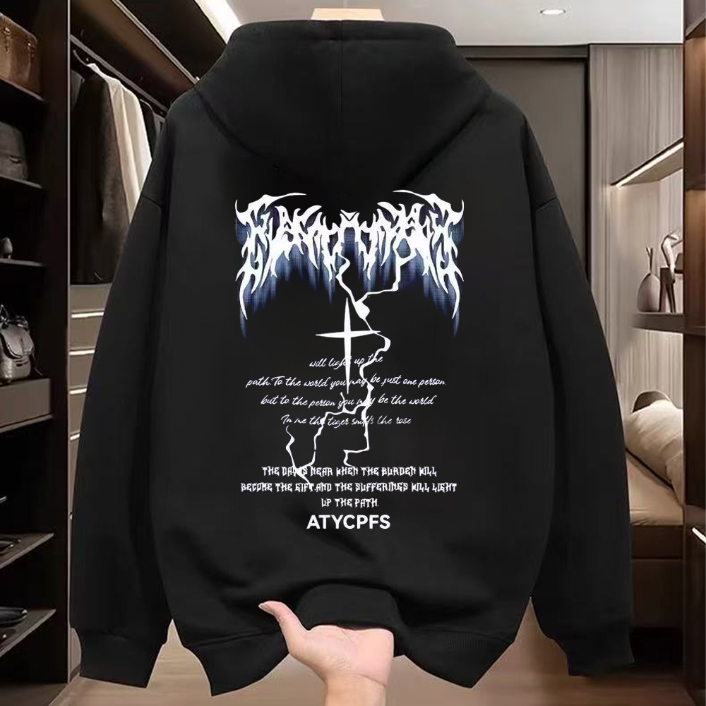 Foreign trade tail order trimming label clearance counter withdrawn~American fashion brand pure cotton hoodie for men and women loose and versatile large size