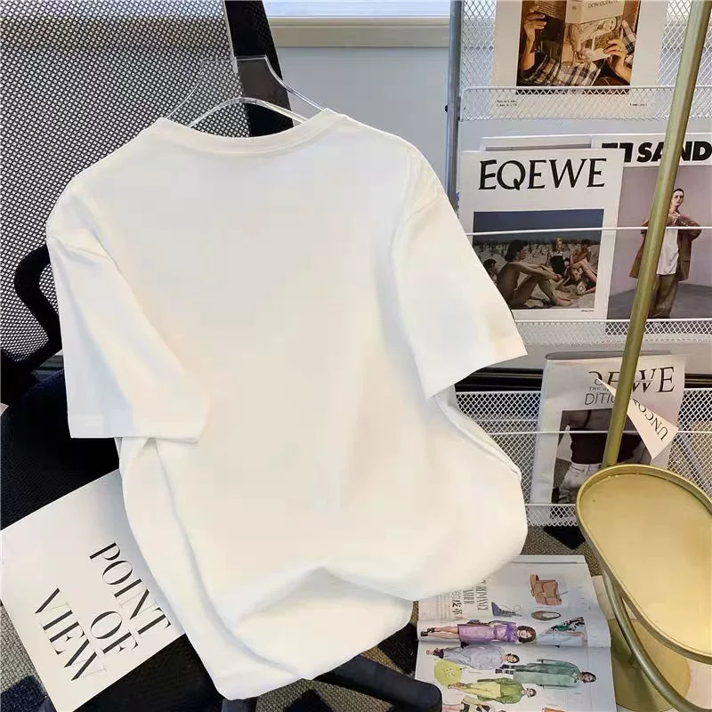 Brand foreign trade~Cutting labels, picking up leaks, counter inventory, heavy weight, pure cotton short sleeved T-shirt, men's and women's couple trendy brand ins, niche