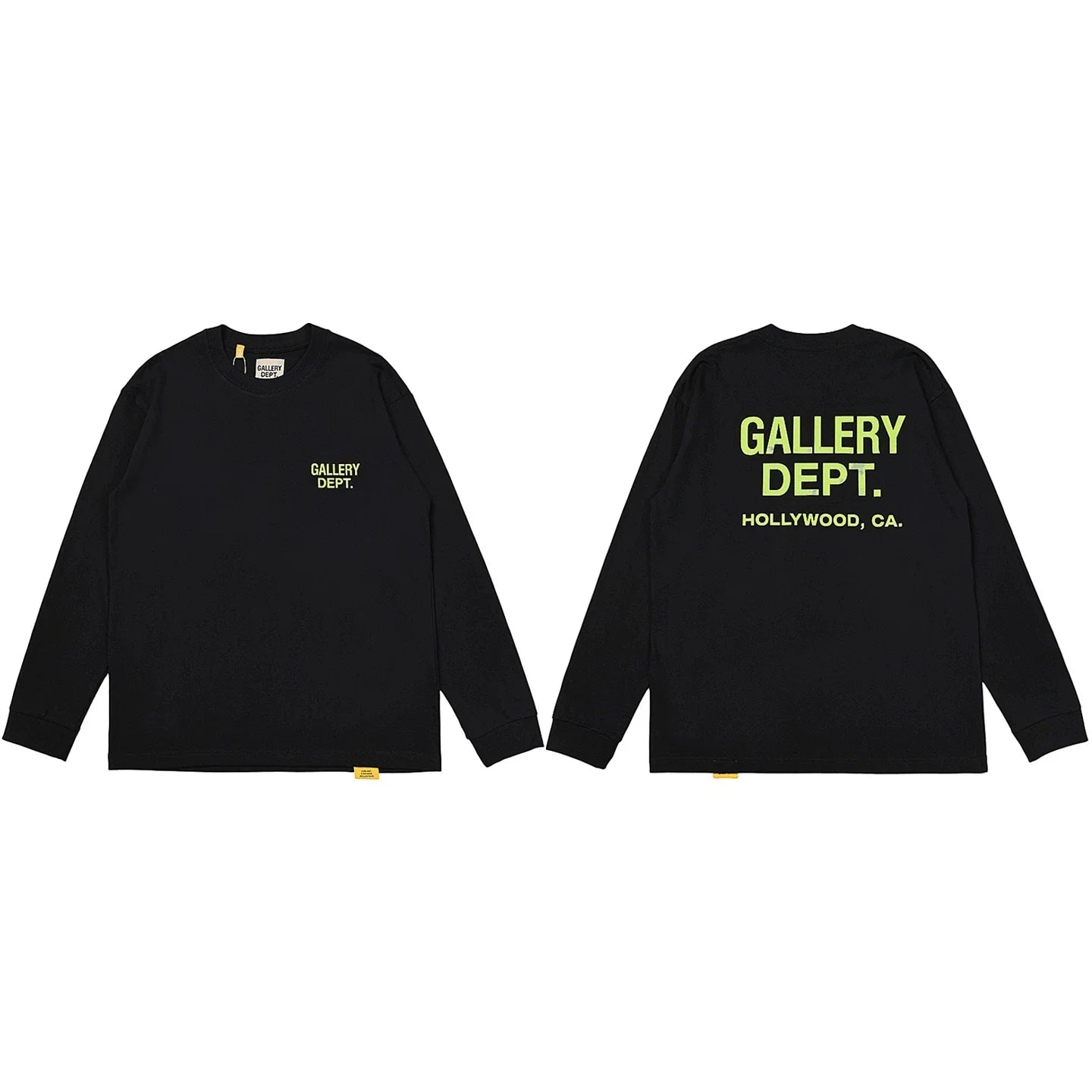 Gallery Dept. Hollywood Logo Long Sleeve T-Shirt - Black/Neon Yellow