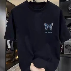 Foreign trade label cutting~Counter clearance, tail goods, leak detection, trendy brand, pure cotton short sleeved T-shirt for men and women, design sense, niche and loose