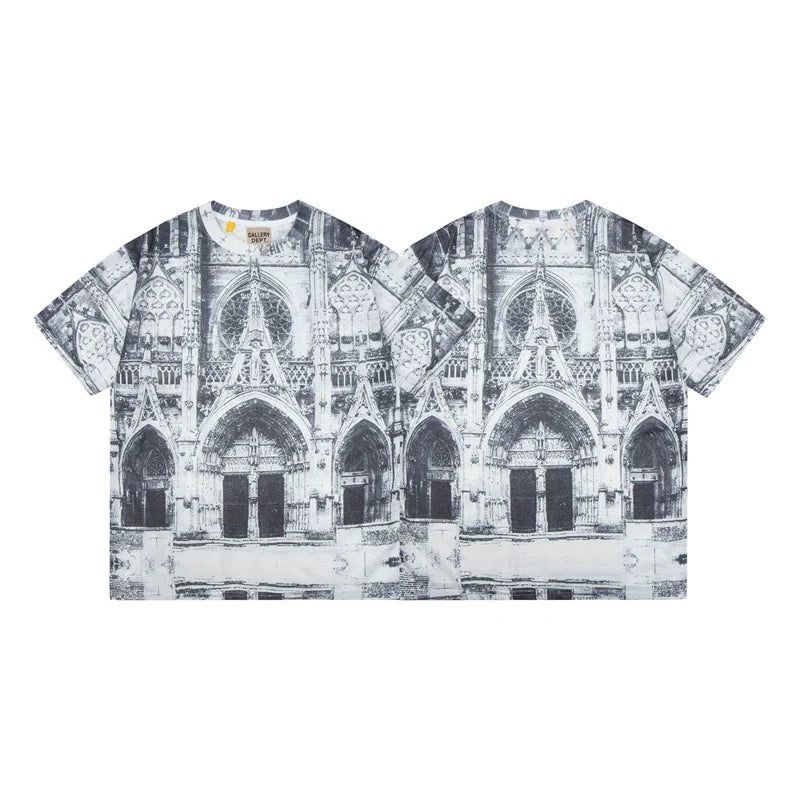 Gallery Dept. Gothic Architecture Graphic Short Sleeve T-Shirt - Black/White