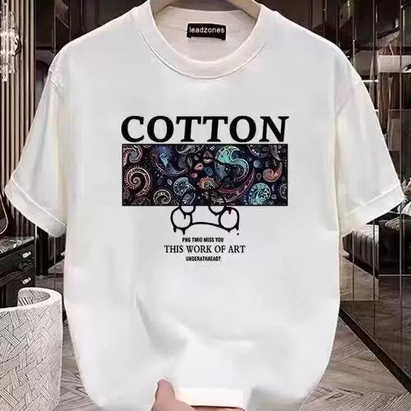 Foreign trade clearance~Cutting labels, tail goods, counter, picking up leaks, heavy-duty trendy brands, heavy-duty pure cotton short sleeved T-shirts, men's and women's loose large sizes