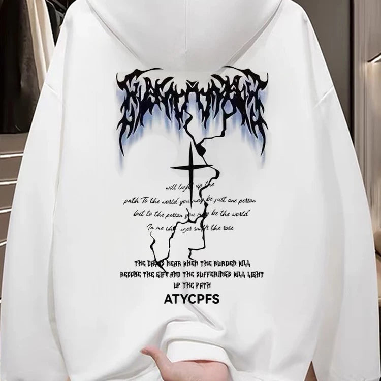 Foreign trade tail order trimming label clearance counter withdrawn~American fashion brand pure cotton hoodie for men and women loose and versatile large size