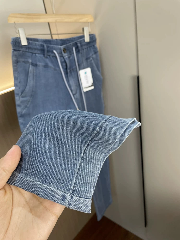 Feels really good! Great! Tencel fabric! Spring and summer men's foreign trade solid color breathable fashionable casual jeans