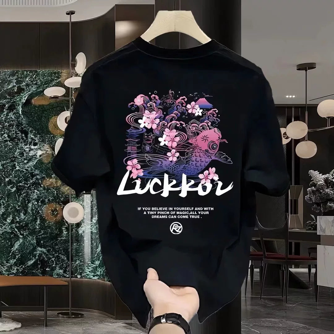 Overseas order backlog~Withdrawal of foreign trade trendy brand pure cotton short sleeved T-shirt with cut label for couples in summer loose fit plus size