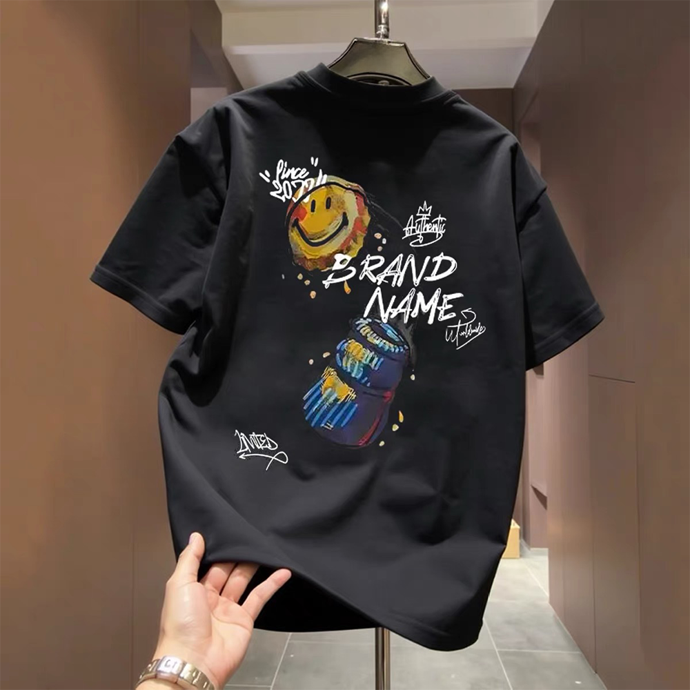 Top brand foreign trade counter tail goods leakage~Summer leisure creative design loose men's and women's pure cotton short sleeved T-shirt