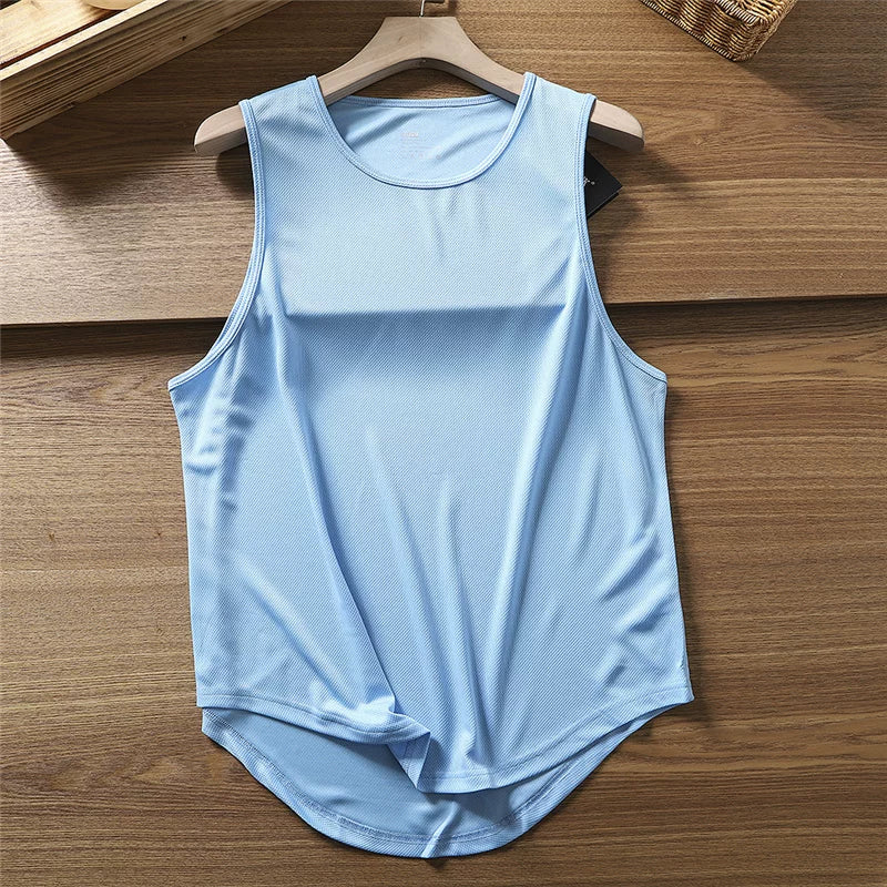 Lightweight and breathable! Moisture wicking and sweat wicking! Summer Foreign Trade Quick Dry Sweat Tank Top Running Fitness Sleeveless Thin Style Trendy