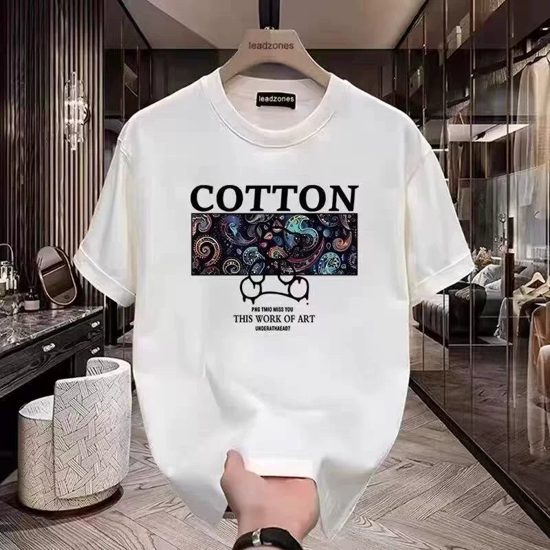Foreign trade clearance~Cutting labels, tail goods, counter, picking up leaks, heavy-duty trendy brands, heavy-duty pure cotton short sleeved T-shirts, men's and women's loose large sizes