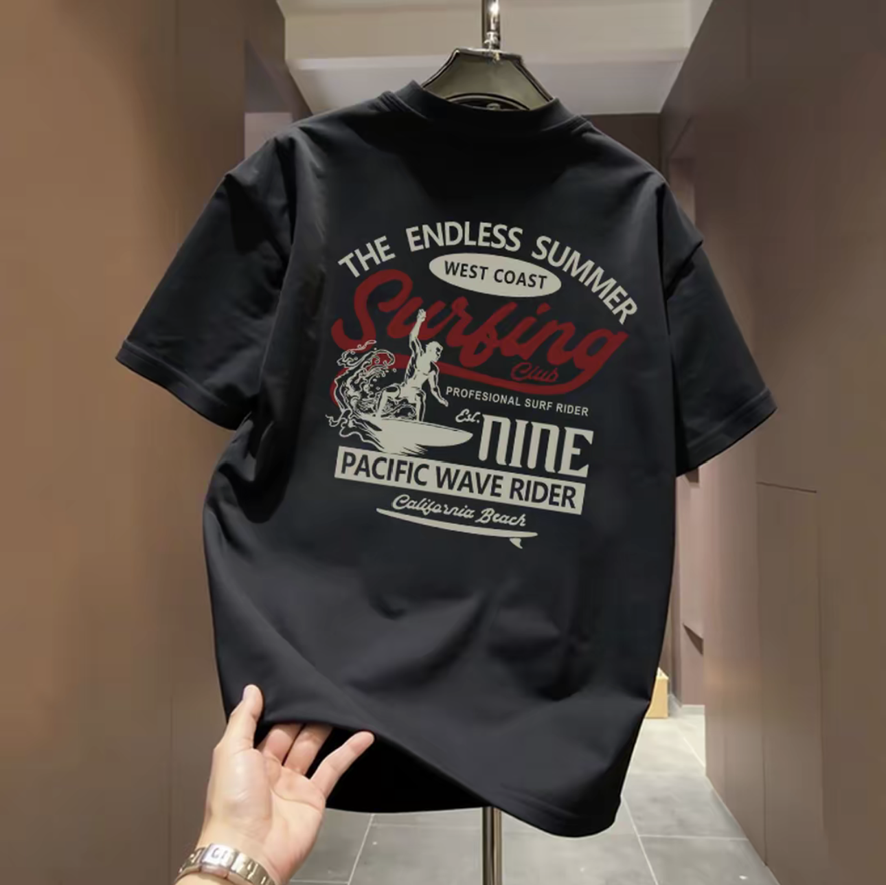 Top brand foreign trade counter tail goods leakage~High quality light luxury trendy brand American pure cotton short sleeved round neck versatile loose fit