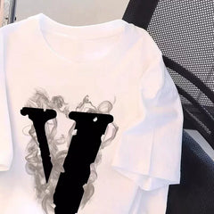 Brand foreign trade~Cutting labels, picking up leaks, counter surplus orders, heavyweight Hong Kong style, couple style, niche design, short sleeved T-shirt trend
