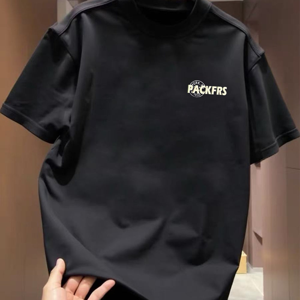 Top brand foreign trade label cutting outlet counters withdraw~Summer heavyweight pure cotton T-shirt short sleeved men's and women's loose round neck