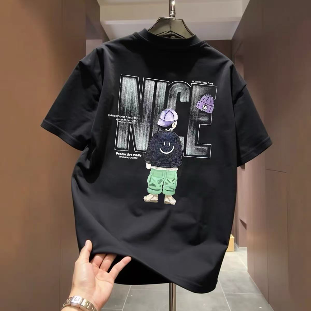 High quality luxury Korean style heavyweight pure cotton short sleeved T-shirt, loose and versatile, with a focus on picking up leftover goods from top foreign trade counters