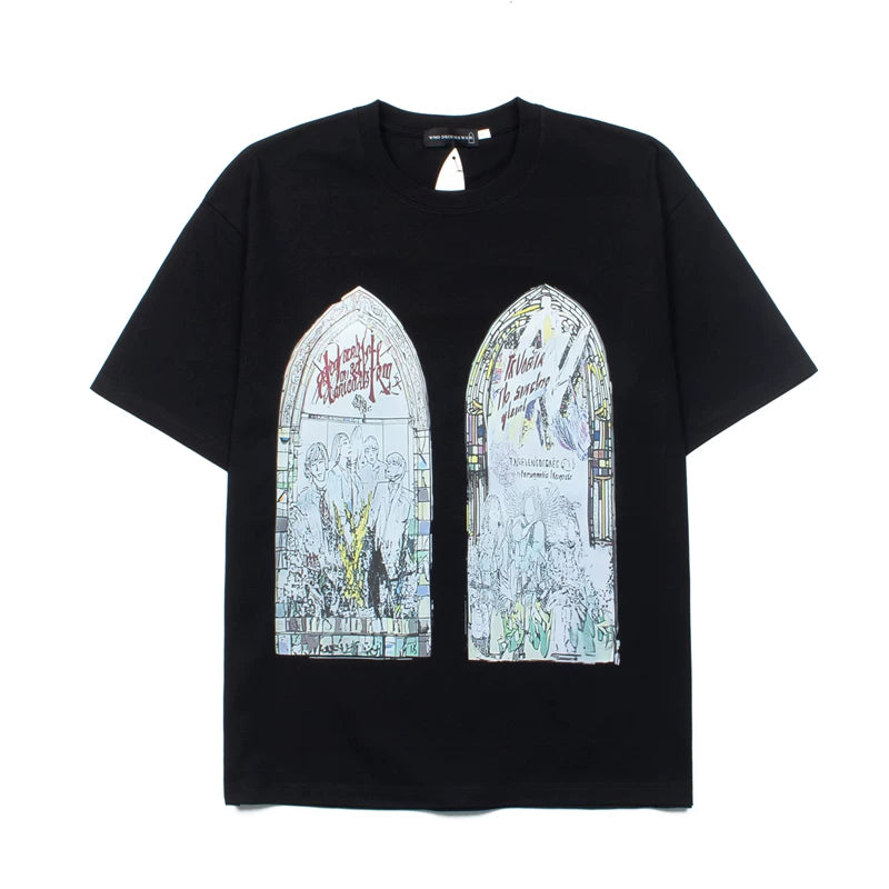 Who Decides War Stained Glass Arch Graphic Black T-Shirt