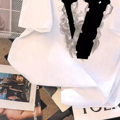 Brand foreign trade~Cutting labels, picking up leaks, counter surplus orders, heavyweight Hong Kong style, couple style, niche design, short sleeved T-shirt trend