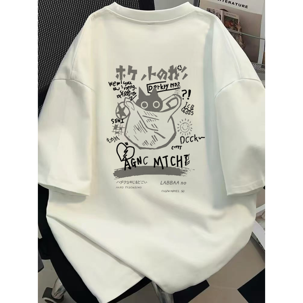 Foreign trade tail goods~Export withdrawn summer heavyweight pure cotton short sleeved men and women's couple style Japanese cartoon loose and versatile