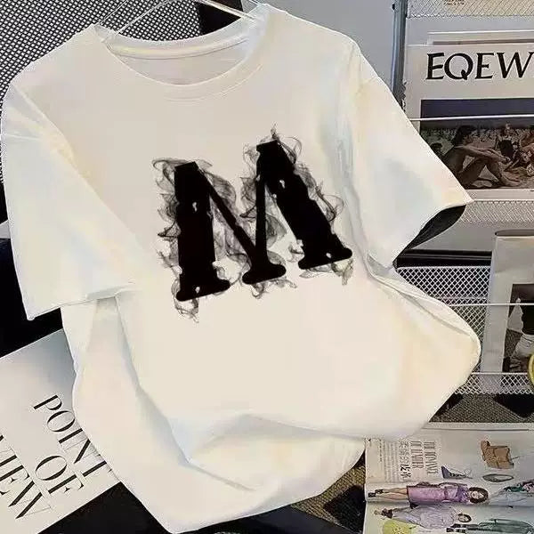 Brand foreign trade~Cutting labels, picking up leaks, counter inventory, heavy weight, pure cotton short sleeved T-shirt, men's and women's couple trendy brand ins, niche