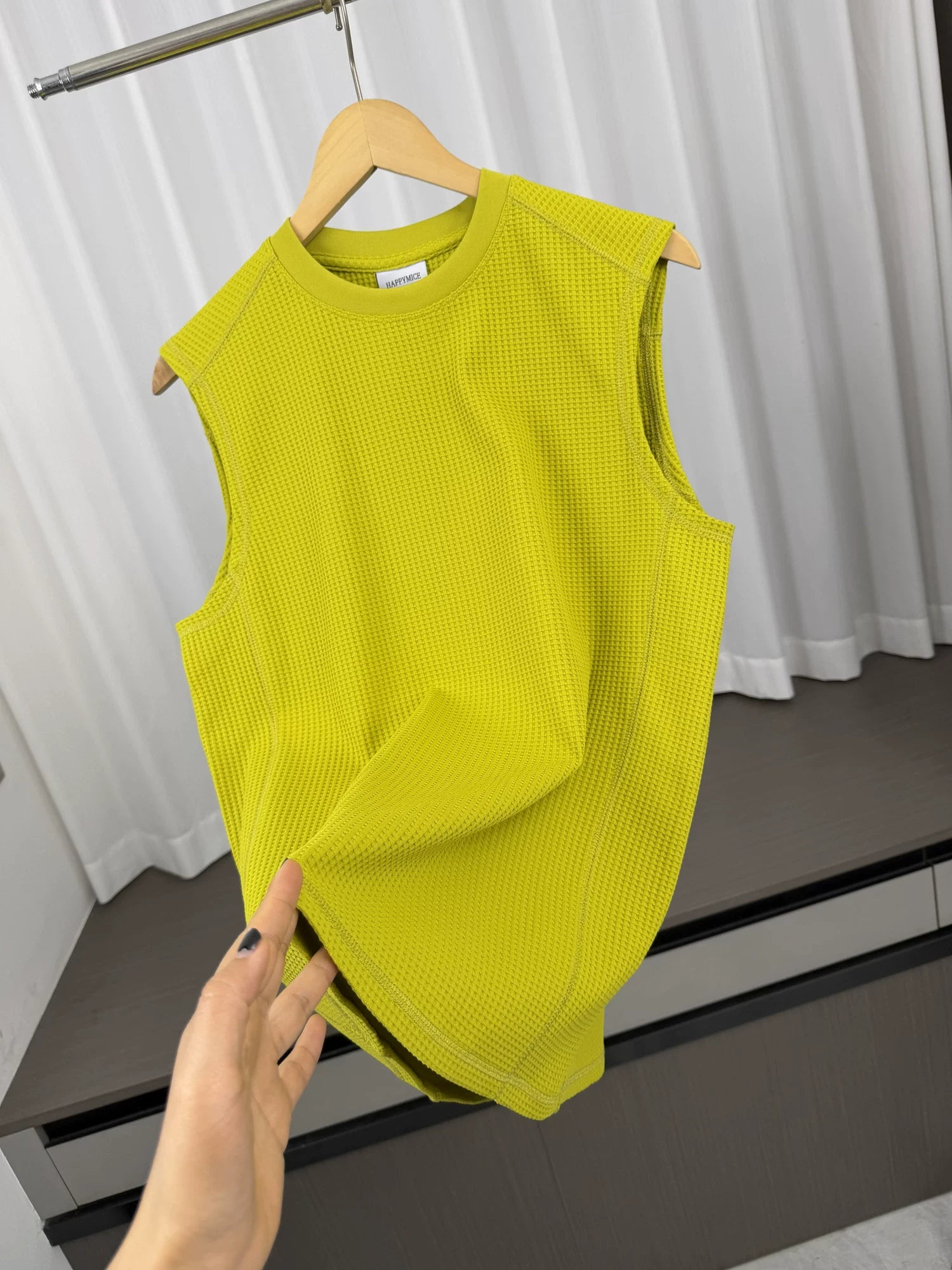 Weaving waffles! Breathable fabric! Summer men's foreign trade American casual sports sleeveless camisole