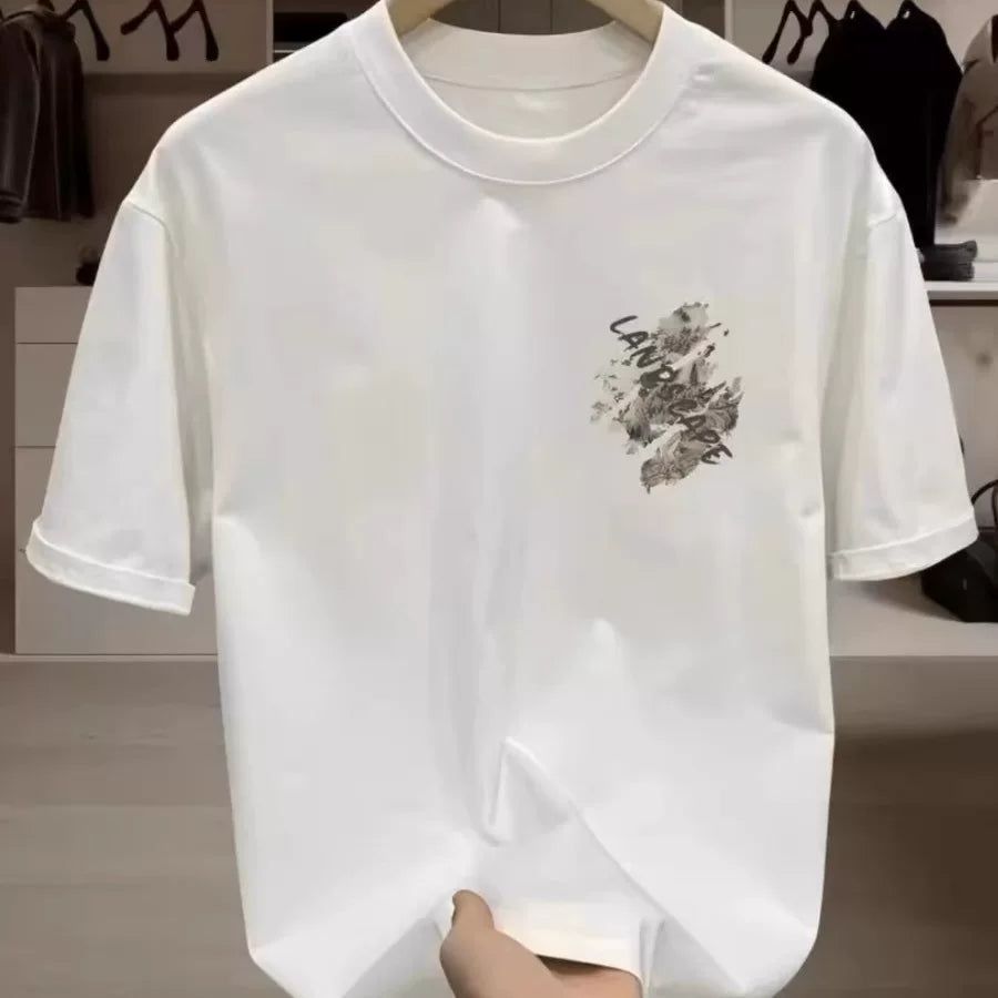 Withdrawal of foreign trade exports, clearance of leftover goods, and collection of leaks~Simple trendy brand printed pure cotton short sleeved t-shirt for men and women loose large size
