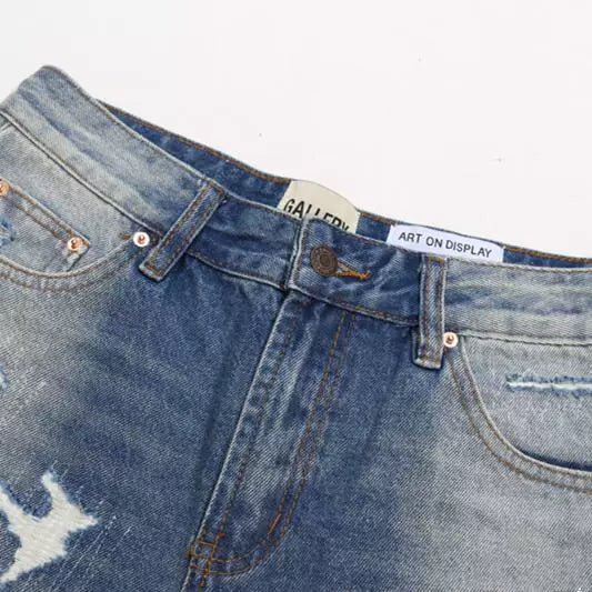 Gallery Dept. Heavy Distressed Ripped Denim Shorts
