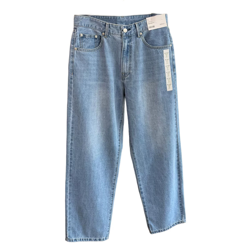 Flat replacement! Vintage washed and polished white! Spring men's foreign trade casual tapered loose straight leg fashionable jeans