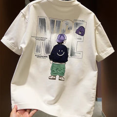 High quality luxury Korean style heavyweight pure cotton short sleeved T-shirt, loose and versatile, with a focus on picking up leftover goods from top foreign trade counters