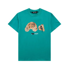 Palm Angels Spray Paint Bear Print Teal Green T-Shirt