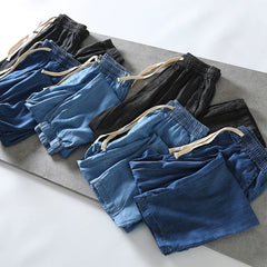 Good daily orders! Cool and comfortable! Foreign trade men's spring and summer breathable loose leg binding elastic waistband Tencel jeans
