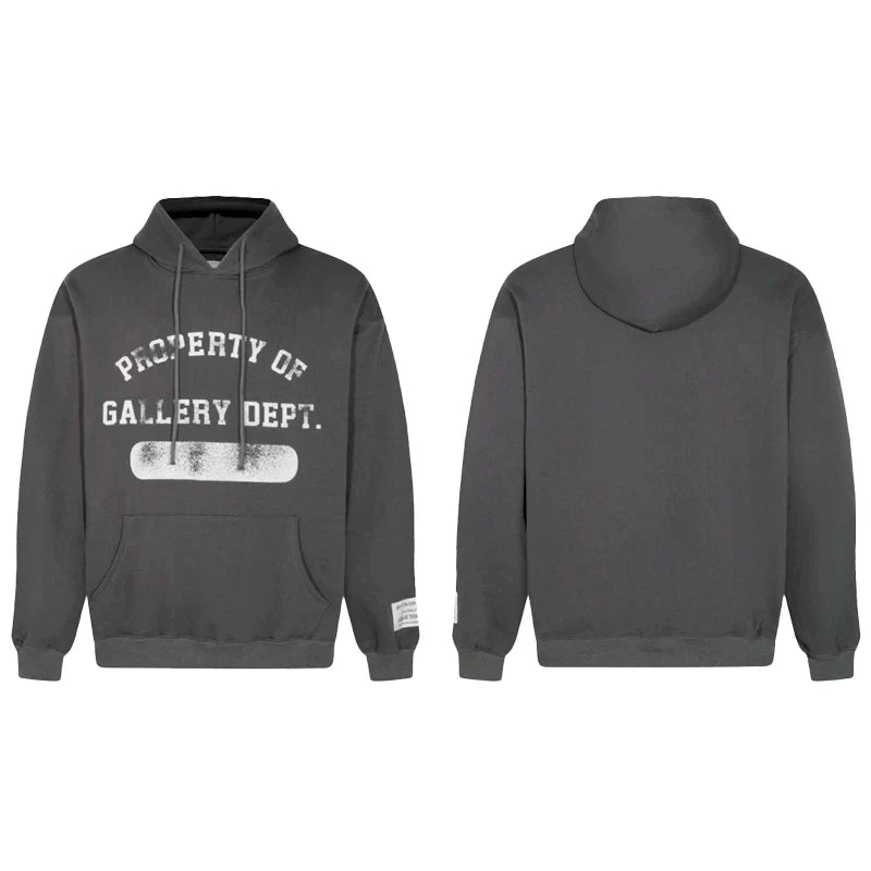 Gallery Dept. Charcoal Hoodie – “PROPERTY OF” Distressed Print