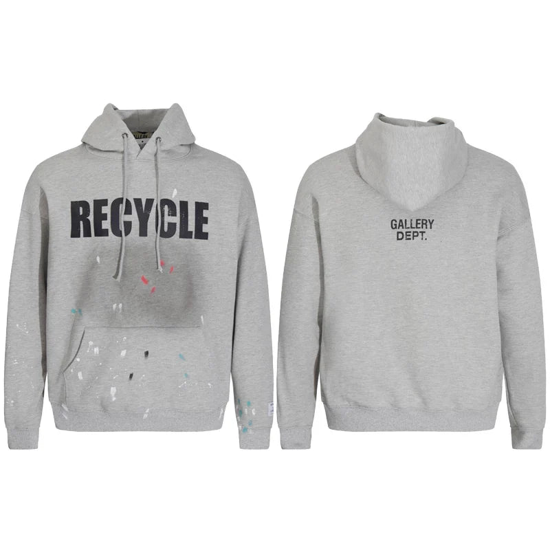 Gallery Dept RECYCLE Print Grey Hoodie